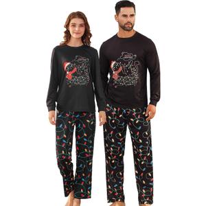ALISISTER Matching Christmas Pajamas for Couples Men and Women Xmas Pjs Sets Long Sleeve Sleepwear (Medium, 02 Cat Lights)