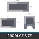 Bathroom Rugs Set 3 Piece, Bath Mat with Toilet Mats U-Shaped Non-Slip Water Absorbent Rubber Bathroom Mats for Tub, Shower and Bathroom 20"x32"+20"x47"+20"x24", Grey