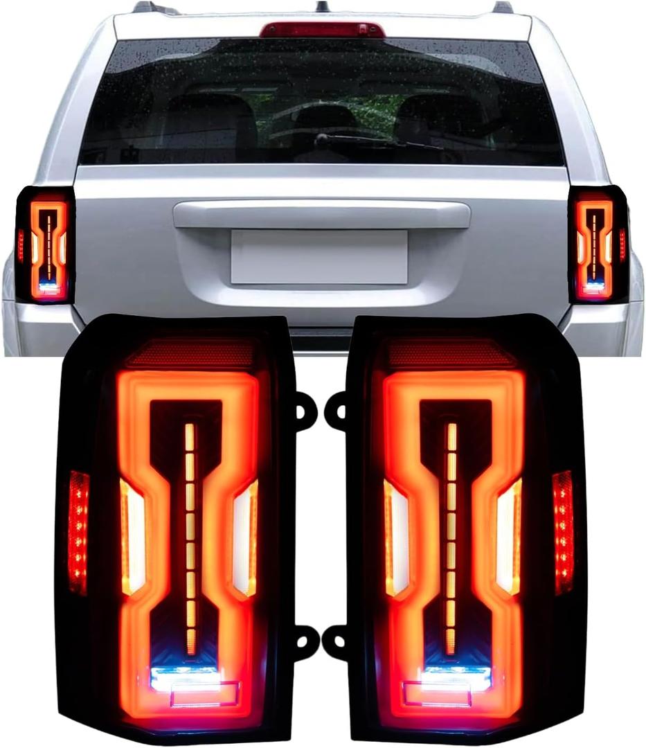 LED Tail Lights Pair Compatible with 2008-2017 Jeep Patriot Pickup Truck Taillights Brake Lamps w/Reverse Bulb Driver & Passenger Side