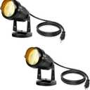 LemonBest Landscape Lights - 5W 110V Outdoor Spotlight - Waterproof IP65-3000K Warm White LED Landscape Lights - 5ft Cable for Yard Garden Patio Driveway House (Include Spike) (Pack of 2)