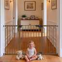 Cumbor 30.4-56.8" Extra Wide Baby Gate, Auto Close Dual Lock Dog Gate Brown | Easy Install Pressure Mounted Pet Gate for Doorways & Wide Openings, Easy Walk Thru Safety Proofing for Babies & Large Dogs