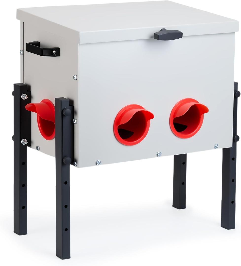 Metal Chicken Feeder with 4 Ports, 30 lbs Metal Poultry Feeder, Height Adjustable Weatherproof Feeding Box for Chickens, Geese, Ducks, Turkeys, Quails (30lbs-4 Ports)