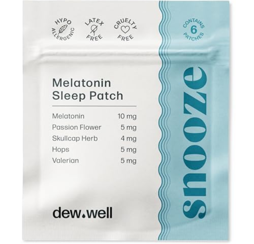 Dew Well 12 Pack Snooze Melatonin Sleep Patches – Wearable, No Latex, Easy to Use – Supports Natural Sleep