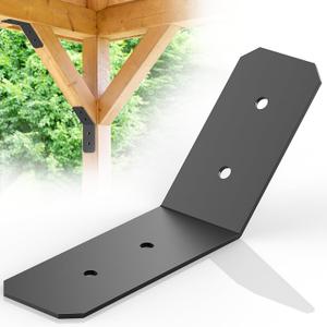 4 Pcs Flush Inside 45-Degree Angle Bracket, 3" Width & Thickness 3 mm Heavy Duty Connector Brace,45 Degree Steel Flat Plate Pergola Bracket,Knee Brace Bracket,Inside Joint for Butt-Join Post and Beam