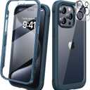 Diaclara Designed for iPhone 15 Pro Case, [Military-Grade Drop Proof] Full-Body Bump Case with Built-in Shockproof Screen Protector, [Camera Lens Protector] Cover for iPhone 15 Pro 6.1"(Deep Blue)