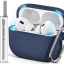 Ljusmicker for AirPod Pro Case Cover with Cleaner Kit,Soft Silicone Protective Case for Apple AirPods Pro 2nd/1st Generation for Women Men,AirPod Pro Case with Magnetic Lid Lock & Keychain-Solid Blue