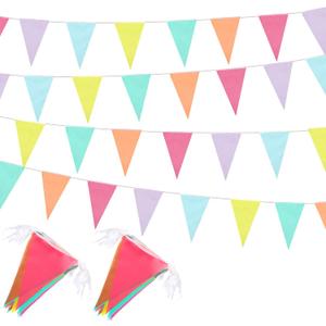 Preboun 164 Feet Pastel Pennant Banner Bunting Pennant Banner Garland 120 Pcs Pastel Triangle Flags on a String for Baby Shower Birthday Graduation Wedding Hanging Decorations(Unicorn Color)