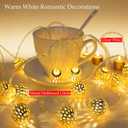 2 x USB & Battery Operated Fairy Moroccan String Lights for Home Bedroom Decor, 9.8ft 20 LED Decorative Metal Gold Globe Lanterns 8 Modes Diwali Decoration for Christmas Birthday Boho Party (Warm White)