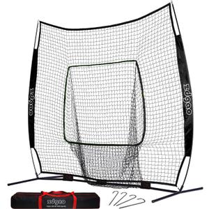 77ft Baseball Softball Practice Net- Portable Baseball Net for Batting, Hitting, Pitching Come with Carry Bag, Training for Players of Any Skill Level - Easy Setup (7FTx7FT, Black)