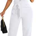kaimimei Womens Casual Jumpsuits V-Neck Sleeveless Ruffle Backless Belted Wide Leg Pant Sexy Romper Party Clubwear (Large, White)