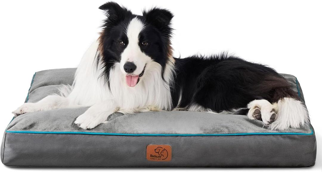 Bedsure Washable Dog Beds Large Sized Dog - 3 Inch Thicken Up to 80lbs Pet Mat Pillows with Removable Washable Cover, Grey