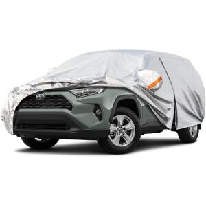 Kayme 6 Layers SUV Car Cover Custom Fit for Toyota RAV4 (2006-2025), Waterproof All Weather for Automobiles, Rain Sun UV Protection. Silver