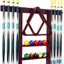 GACCO BILLIARDS Wall Mount Pool Cue Stick Holder Hold 8 Cues, Pool Stick Holder, Billiard Cue Rack For Pool Table Accessories. Pool Table Stick Holder Made Of 100% Solid Wood (Mahogany)