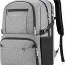 Insulated Lunch Backpack Fit 17" Laptop, Work Backpack with Lunch Box & USB Charging Port for Men & Women, Water Resistant College Computer Bag for Travel, Business, Hiking (Gray)