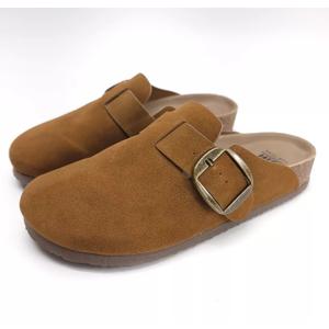 SM New York Brynlee Slip-On Clogs Size 6 Brown Suede Leather Closed Toe Cork  