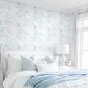 Dimoon 385.8"x17.3" Peel and Stick Wallpaper Floral Contact Paper Boho White Blue Vintage Wallpaper Removable Self Adhesive Modern Wall Paper for Bedroom Bathroom Cabinets Drawers Thicken Vinyl Roll