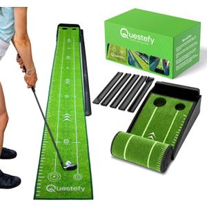 Putting Green Indoor | Wrinkle-Free Golf Mat with Auto Ball Return | Non-Slip Surface & Alignment Markings for Accurate Putting Practice at Home, Office & Outdoors | Improve Stroke Control & Precision
