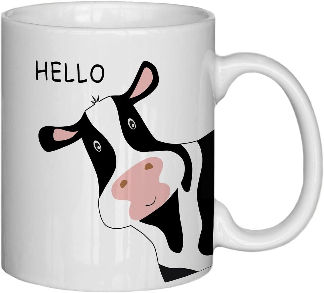 NATSUNO Cow Mug - 11oz Ceramic Coffee & Milk Mug Cup - Themed Gifts for Women & Cow Lovers