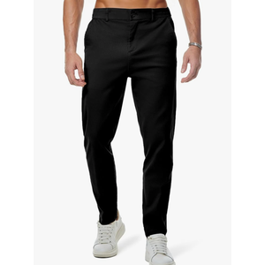 JMIERR Men's Chino Pants Casual Stretch Waist Tapered Trousers with Pockets, Size 38