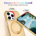 ankofave Magnetic for iPhone 15 Pro Max Phone Case with 360 Spin Stand, Matte Luxury Metallic Luster, 3.0 mm Thick Protection Hard PC Scratch-Resistant Case for iPhone 15 Pro Max 6.7", Champagne Gold