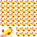 Silipull 50 Pcs Yellow Rubber Chicken Squeak Mini Rubber Chicks Squeezable Squeaky Toy Chicken Noisemaker for Shower Bath Birthday Novelty Favors Decorations Gift, 1.38 x 2.17 x 2.76 Inch, Small