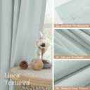 LAMIT Short Linen Curtains 40 inches Long for Small Window, Rod Pocket Linen Drapes Light Filtering Privacy Window Curtains for Kitchen/Cafe, 2 Panels (42 x 40 Inch, Light Blue)