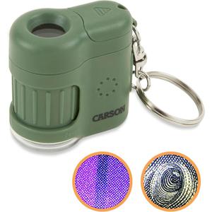 Carson MicroMini 20x LED Lighted Pocket Microscope with Built-in UV and LED Flashlight, Green (MM-280G), Large