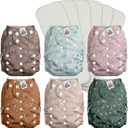 Mama Koala 3.0 Pocket Cloth Diapers for Babies with Suede Cloth Lining, 6 Pack with 6 4-Layer Natural Diaper Inserts - Reusable and Washable Pocket Diapers (Simply Neutral)