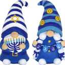 CRCZK Hanukkah Gnomes Decor, Set of 2 Hanukkah Gnome Resin Decorations with Menorah, Happy Hanukkah Gift Decorations - Jewish Gifts, Jweish Chanukah Holiday Party Decor