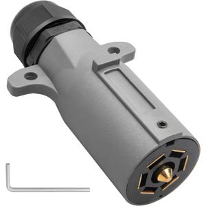 Oyviny RV 7 Pin Trailer Plug with IP68 Waterproof Seal, Detachable 7 Way Round RV-Style Trailer Side Connector 7 Point Trailer Wiring Plug