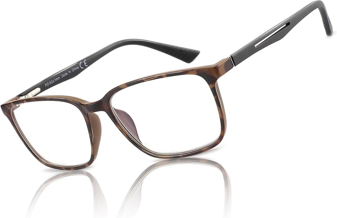 BLUEMOKY Blue Light Reading Glasses for MenSport Square Frame Readers, Anti Glare Computer Glasses, C02 Tortoise, 4 x