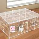 20 Panels Small Animal Playpen, Pet Playpen, C&C Cage for Guinea Pigs, Rabbit/Bunny Cage, Puppy Play Pen, Indoor Outdoor Portable Metal Wire Yard Fence(White)