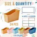 Geetery 24 Pcs Book Bin for Classroom with Labels Stackable Plastic Organizing Bins 11.5 x 5.4 x 7.5 in Book Holders Storage Bins Box Baskets for Classroom Library Home (Colorful)