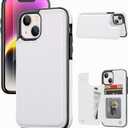 Wallet Case Compatible with iPhone 14, Slim Protective case with Card Holder,Premium PU Leather Kickstand Card Slots Case with a Screen Protective Glass for iPhone 14(6.1")-White