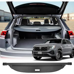 Cargo Cover Compatible with VW Volkswagen Atlas Cross Sport 2025 2024 Accessories 2023-2020,Carbon Fiber Texture Retractable Trunk Cover Organizer Security Shade Tonneau Cover(Not for Atlas)