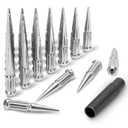 M14x1.5 Spike Lug Nuts Chrome 32 Pcs, 14mm x 1.5 Spline Spiked Lug Nuts for Chevy Silverado GMC Sierra 2500 3500 HD Ford F250 F350, 14x1.5 Truck Lugnut for Ram, Solid Metal Wheel Nut with 1 Socket Key