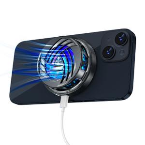 PEPPER JOBS Cell Phone Fan Magnetic Cooler, Cooling Fan with Magnetic Plates LED Display RGB Lights and Instant Cooling System Without Noise for iPhone 11 12 13 14 Series/Android/Tablet/iPad-Black