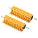 PATIKIL 100W 16 Ohm Aluminum Shell Resistor, 2 Pack Aluminum Housing Resistor Housed Case Wirewound Resistors Screw Tap Power Resistor, Golden