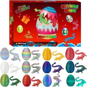 Advent Calendar 2025, 3D Printed Dragon Eggs with Dragon Inside, Christmas Gifts for Child, Fidget Toys for kids, 3D Printed Animals Collectibles for Adults Teens Kids