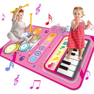 Toys for 1 Year Old Girl Gifts,2 in 1 Piano Mat Montessori Toys for 1 2 Year Old Girl,Educational Musical Toy First Birthday Gifts for 1 2 3 Year Old Girls,Christmas Stocking Stuffers for Toddler Girl