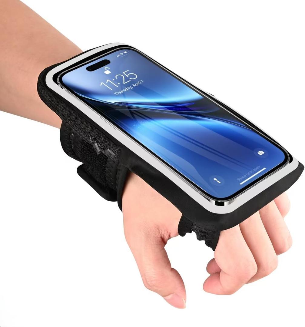 Wristbands Phone Holder for Running, Forearm Running Armbands for iPhone 16/15 Pro/14 Plus/13/11/XR/XS, Galaxy S24/S10, Supports Thick Phone Cases, Fits Up to 6.9'' Phones (Black-03)
