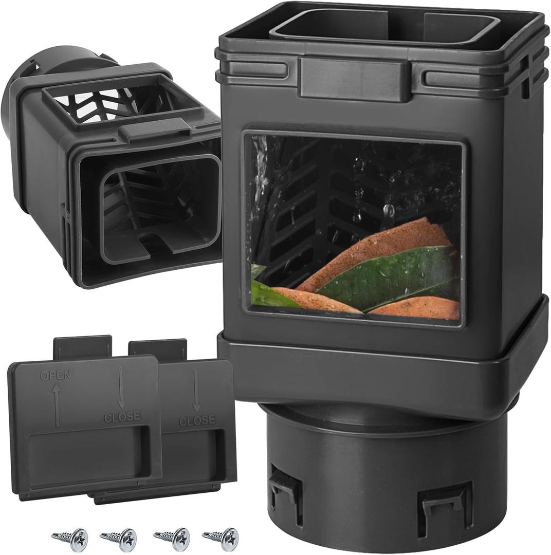 2 Pack Downspout Filter, Downspout Leaf Filter Fits for 2x3 or 3x4 Inch Standard Downspouts, Leaf Filter Gutter Protection with Leaf Removers, Black