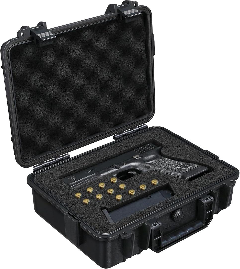 CVLIFE Gun Case TSA Approved Handgun Cases, Hard Shell Pistol Case with Customizable Pre-cut Foam Insert, Waterproof & Shock Proof Air Travel Handgun Case for Pistols, 9mm Gun Case