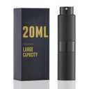 2 x Perfume Travel Refillable Atomizer Bottle: Cologne Spray Mini for Refill - Empty Fragrance Sprayer for Men - Large Size 20ML Black (0.7 Ounces)