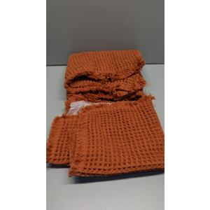 MIULEE Fall Orange Set of 2 Waffle Bathroom Rugs, Boho Bath Rugs Non Slip Washable, Super Absorbent Bath Mats, Ultra Soft Rubber Backed Shower Mats for Bathroom Floor, Tub, 17"x24"+17"x48"