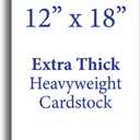Extra Thick 12" x 18" Cardstock for Inkjet or Laser Printers - 100lb Cover 270 gsm Heavy Printer Paper - Matte Finish White - Great for Cards, Menu's, Posters, Covers (100 Sheet Pack)