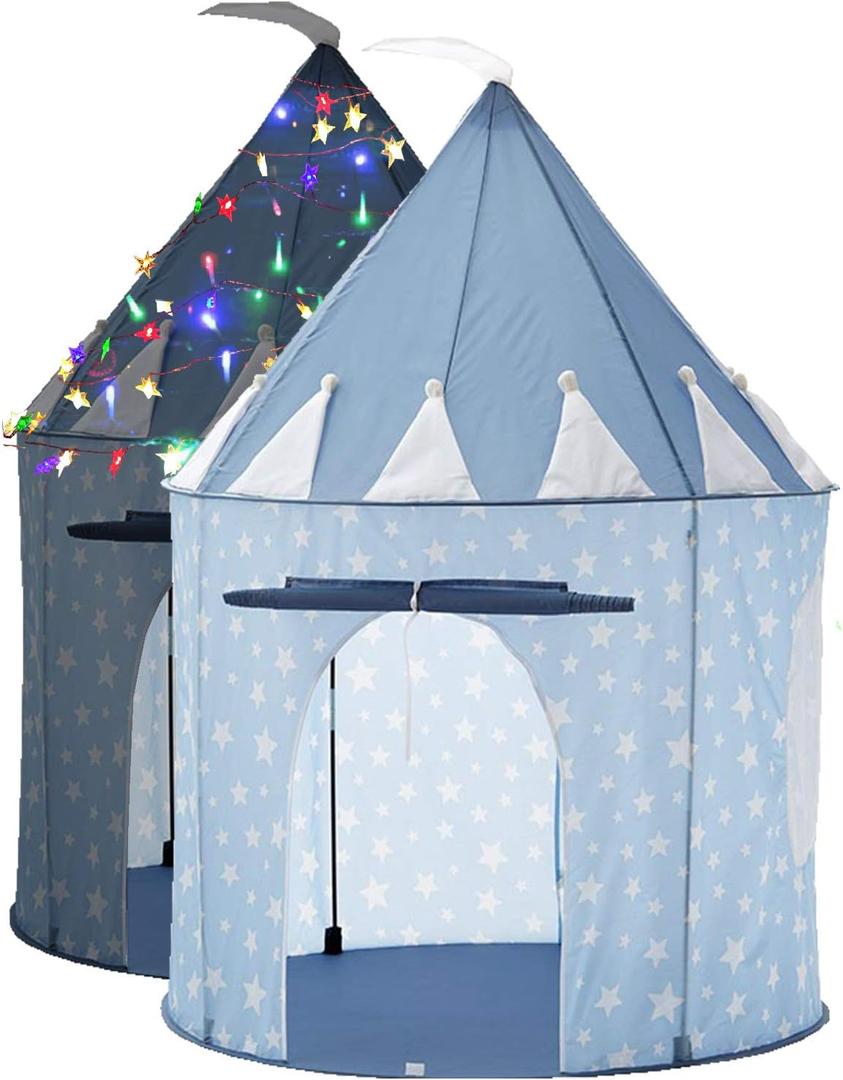 LimitlessFunN Pop Up Kids Play Tent | Includes Star Lights & Carrying Case |, Children Indoor Castle Playhouse for Toddlers, Boys & Girls, 41" D x 41" W x 53" H