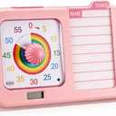 3-in-1 Visual ADHD Timer for Kids & Adults with Planning Board, Task Timer, Chore Chart & Visual Schedule Planner, Autism & ADHD Tools with Checklist for Homeschool Supplies, Home, School (Pink)