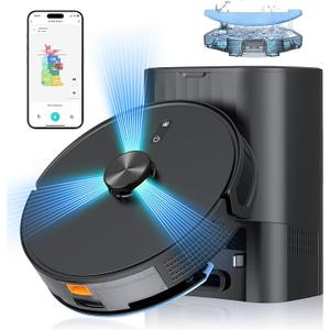 3-in-1 Robot Vacuum and Mop Combo, Self Emptying Station for 60 Days, Robotic Vacuum Cleaner with LiDAR Navigation & Max Strong 5000Pa Suction, 2.4G WiFi/Alexa/App Control, Self-Charging Base