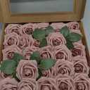 Ling's moment Artificial Flowers 25Pcs Dusty Rose Roses Decor w/Stems,3" Real Touch DIY Foam Floral for Wedding Bouquet/Centerpieces, Outdoors Party Backdrop, Room/Table, and Garden/Pot Decorations